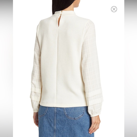 NWOT Madewell Weavemix Mock Neck Bubble Sleeve Top Women’s Medium - Picture 5 of 8